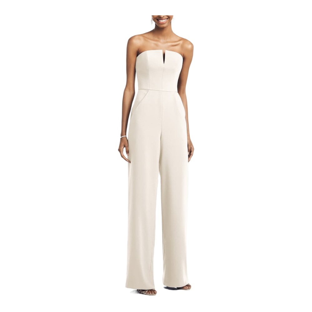 Strapless crepe jumpsuit (ivory)